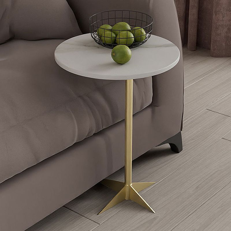 Modern Round Slate Side Table Pedestal Corner Table for Living Room