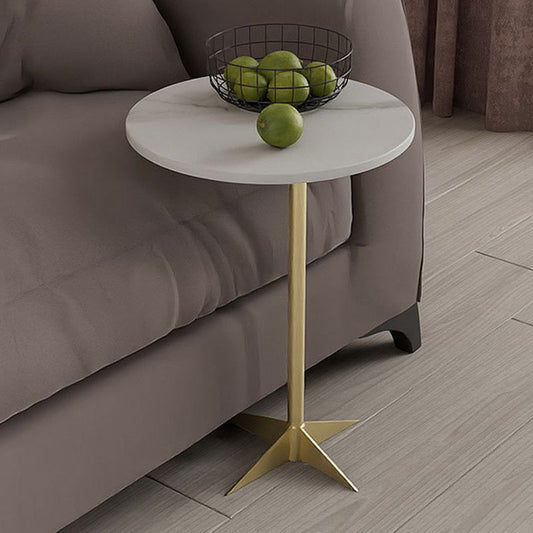 Modern Round Slate Side Table Pedestal Corner Table for Living Room
