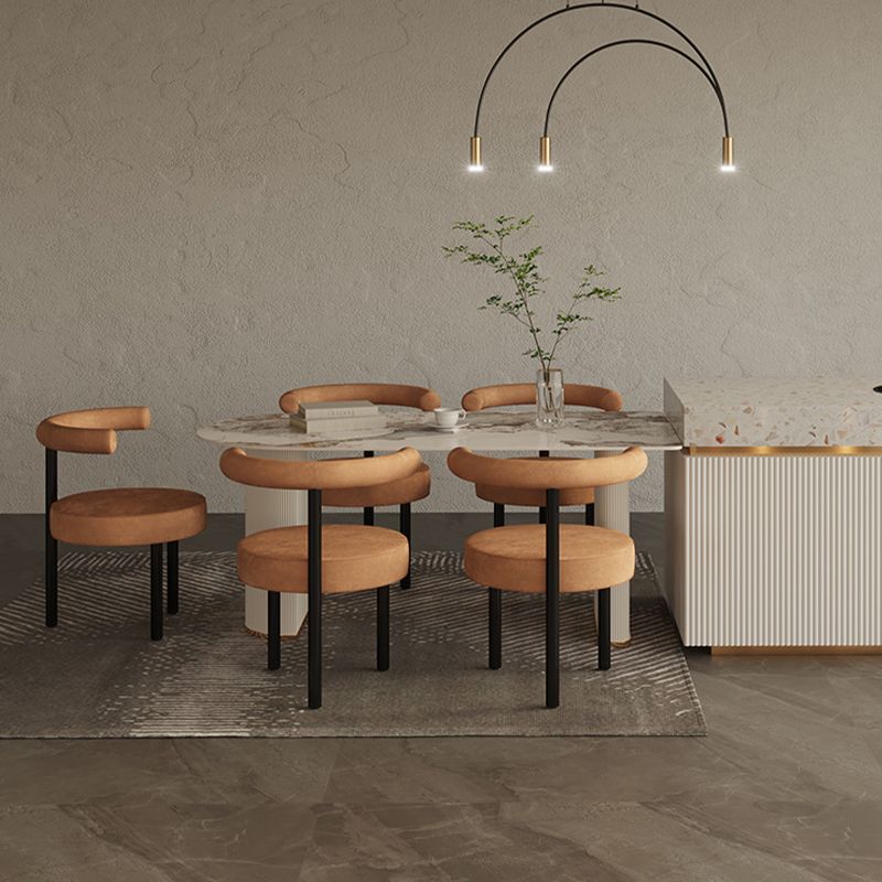 White Stone Top Dinette Table with Double Pedestal Modern Free Form Dining Table Clearhalo 'Dining Tables & Seating' 'Dining Tables' 'dining_table' 'furn' 'furn_dining_table' 'Furniture' 'Kitchen & Dining Furniture' 1200x1200_7850feed-0b60-4537-bf4e-dc8f5f515fb1