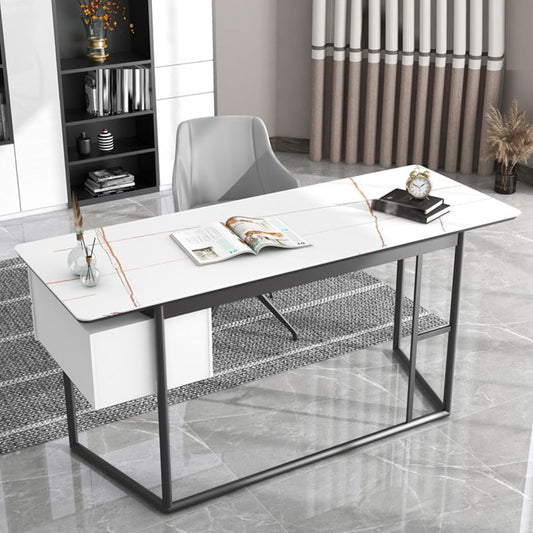 Rectangular Industrial Writing Desk 2-Drawer Office Desk with Metal Legs Clearhalo 'furn' 'furn_office_desk' 'Furniture' 'Office Desks' 'Office Furniture' 'office_desk' 1200x1200_78556ee3-bce5-4a25-a27d-728b3eade64d