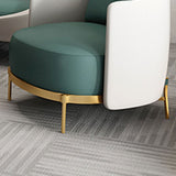 Contemporary Faux Leather Curved Sofa with Slopped Arm for Living Room