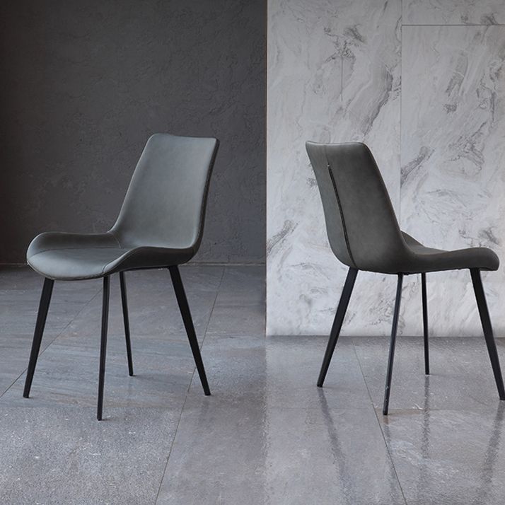 Contemporary Dining Room Chairs Matte Finish Leather Curved Parsons Armless Chair Clearhalo ' kitchen&dining_furn' 'Dining Chairs' 'Dining Tables & Seating' 'dining_chair' 'furn' 'furn_dining_chair' 'Furniture' 'furniture_dining_chair' 'Kitchen & Dining Furniture' 'kitchen' 1200x1200_785b9fe6-b22d-4eb5-ba4f-8a6447e866b5