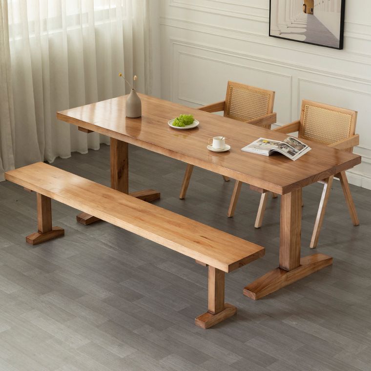 Modern Rectangular Dining Table Solid Wood Dining Table with Double Pedestal Clearhalo 'Dining Tables & Seating' 'Dining Tables' 'dining_table' 'furn' 'furn_dining_table' 'Furniture' 'furniture_dining_table' 'Kitchen & Dining Furniture' 'kitchen' 'kitchen_dining_table' 1200x1200_785c3f0f-cf06-4eef-b07f-2ed10d86c592