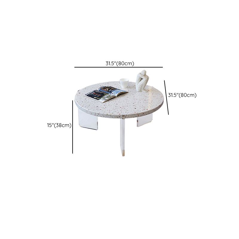 Eigentijdse ronde terrazzo cocktailtafel metaal/acryl salontafel met 3 poten