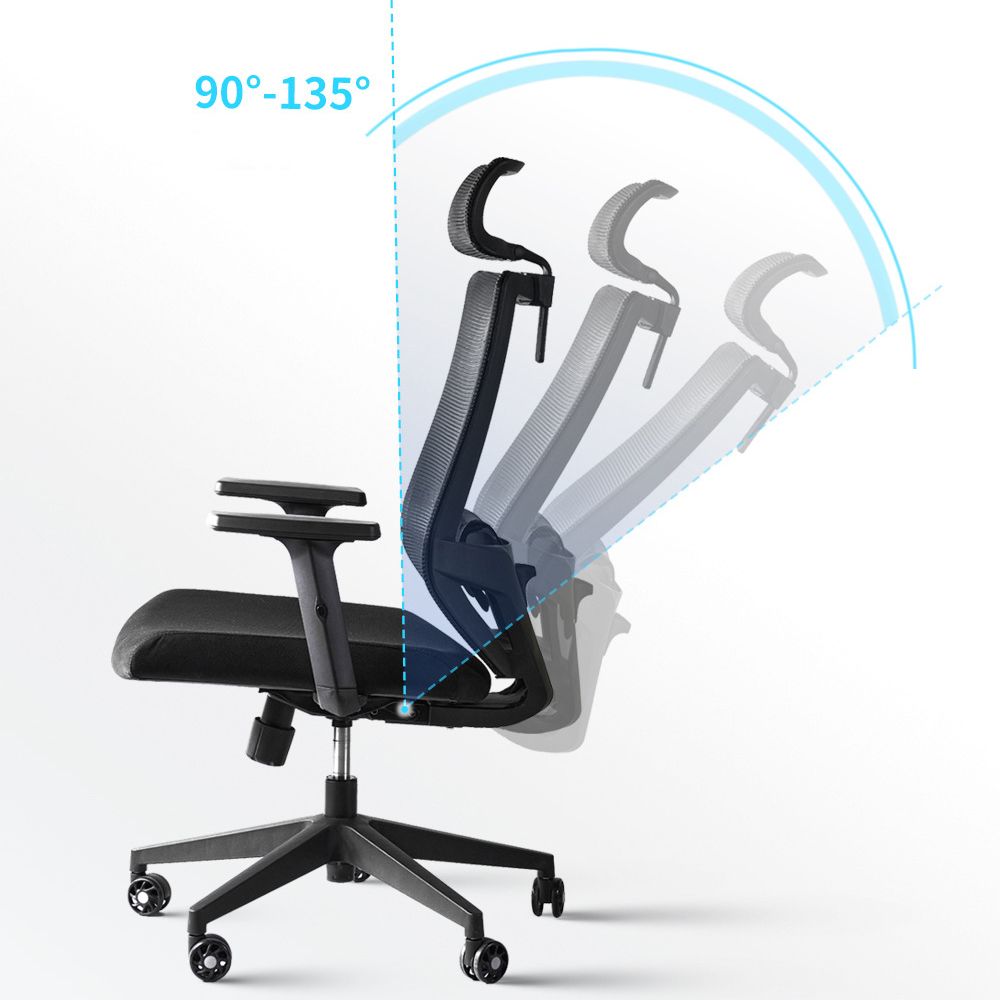 Moderner Schreibtischstuhl, Netzstoff, Computerstuhl in Schwarz, Stuhl mit hoher Rückenlehne und Rollen