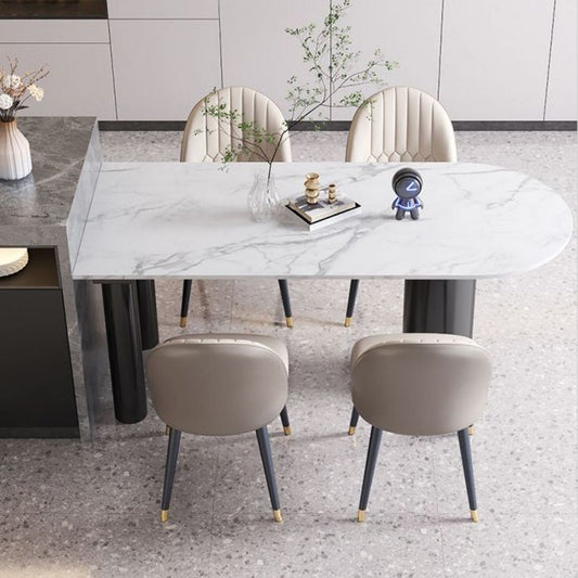 Sintered Stone White Tone Dining Table Simplicity 3 Legs Table for Dining Room Clearhalo ' dining_table' 'Dining Tables & Seating' 'Dining Tables' 'furn' 'furn_dining_table' 'Furniture' 'furniture_dining_table' 'Kitchen & Dining Furniture' 'kitchen&dining_furn' 'kitchen' 'kitchen_dining_table' 1200x1200_785f57ed-acb3-4bca-a895-9e52be0ca289