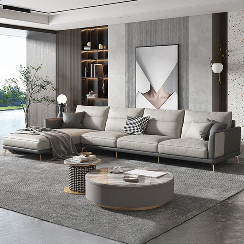 68 "" de large glamour canapé en cuir en cuir en L sectionnelles de dos