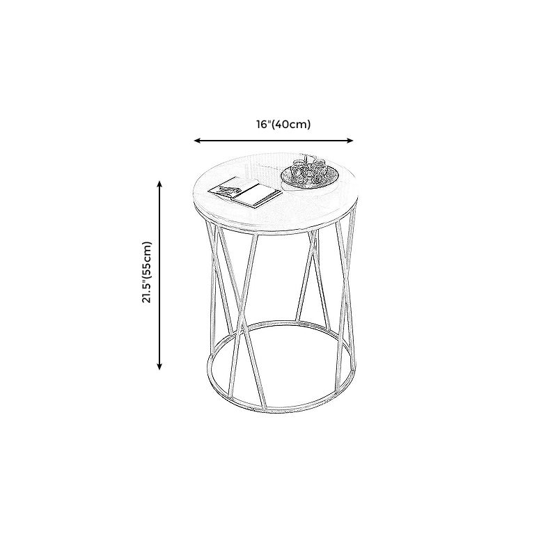 Glam Round Wooden Top End Table Steel Frame Sofa Side End Table for Living Room Clearhalo 'Coffee & Accent Tables' 'End & Side Tables' 'end_side_tables' 'furn' 'furn_end_side_tables' 'Furniture' 'Living Room Furniture' 1200x1200_78618937-192b-4a37-8c79-b27b2c49cb6b