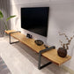 Meuble TV de 17,72 pouces de hauteur, console de style industriel en bois massif pour le salon