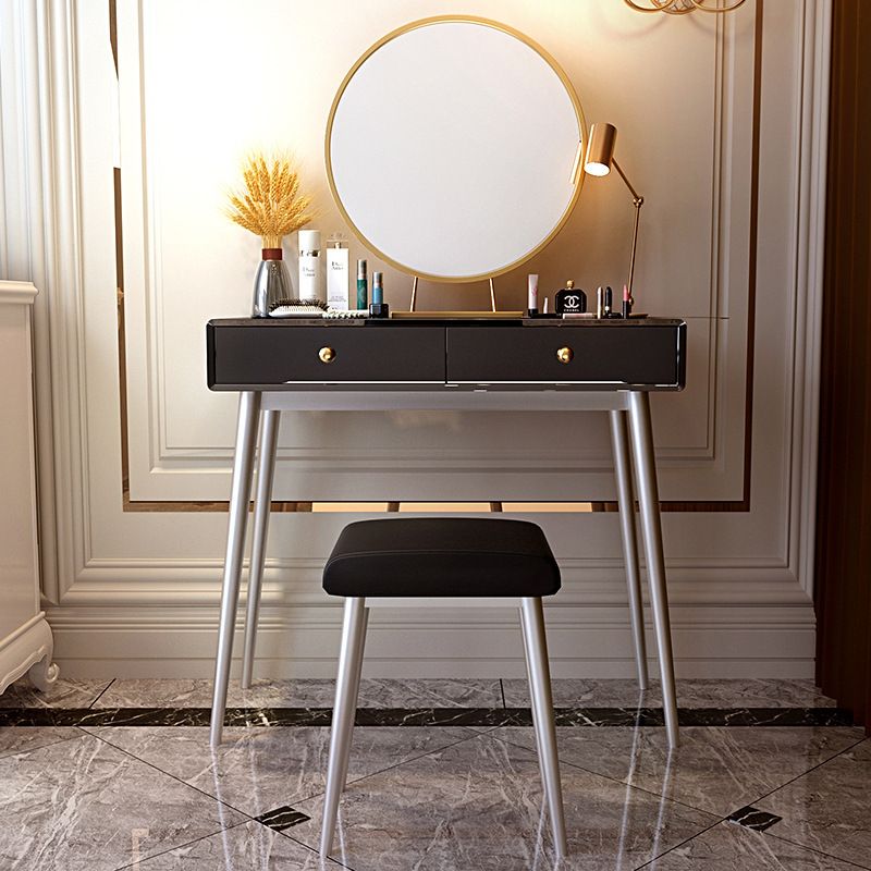 Glam 29.5" Height Wooden Makeup Vanity with Drawers and Mirror