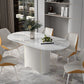 Luxury Sintered Stone Table Oval Pedestal White Tone Dining Table for Dining Room