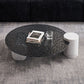 Table basse ronde avec dessus en verre Table de cocktail basse abstraite noire