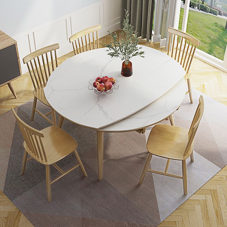 Modern Adjustable Dining Table Stone and Solid Wood Tripod Home Kitchen Table Clearhalo 'Dining Tables & Seating' 'Dining Tables' 'dining_table' 'furn' 'furn_dining_table' 'Furniture' 'furniture_dining_table' 'Kitchen & Dining Furniture' 'kitchen' 'kitchen_dining_table' 1200x1200_786589d5-9277-4228-9b97-cd4f45219f41