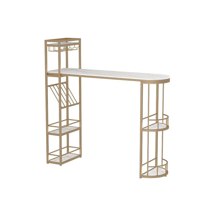 Stone Bar Dining Table Modern Bar Table with Double Pedestal for Balcony Dining Room Clearhalo 'Bar Furniture' 'Bar Tables' 'bar_tables' 'furn' 'furn_bar_tables' 'Furniture' 'Kitchen & Dining Furniture' 1200x1200_7865a586-d413-494b-b17e-66be2cdedff2