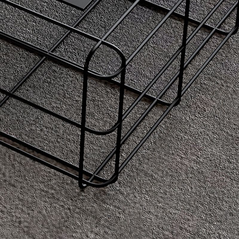 Mid-Century Modern Frame Coffee Table in Black with Iron Top