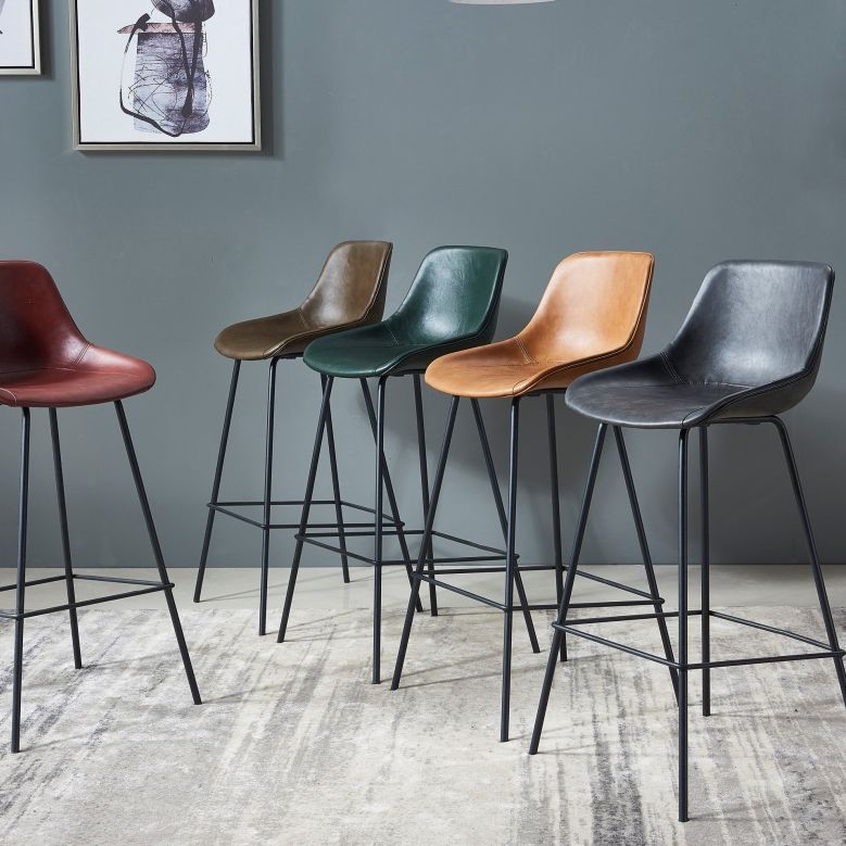 Contemporary Footrest Restaurant Stool Matte Finish Leather Barstool Clearhalo 'Bar Furniture' 'Bar Stools' 'bar_stools' 'furn' 'furn_bar_stools' 'Furniture' 'furniture_bar_stools' 'Kitchen & Dining Furniture' 1200x1200_7866dcdf-34dd-4aa8-9f7c-cce2ddbdb45c