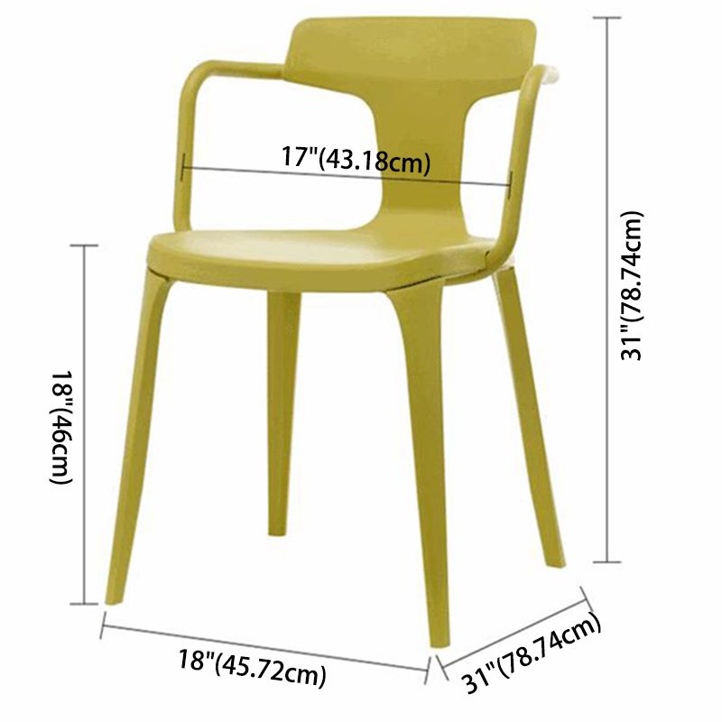 Contemporary Home Arm Chair Slat Back Plastic Stackable Dining Room Chair Clearhalo ' kitchen&dining_furn' 'Dining Chairs' 'Dining Tables & Seating' 'dining_chair' 'furn' 'furn_dining_chair' 'Furniture' 'furniture_dining_chair' 'Kitchen & Dining Furniture' 'kitchen' 1200x1200_78683d23-0764-4da4-a1bd-11604f7ca175