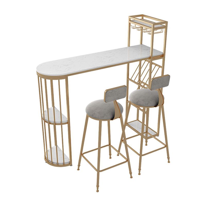 Glam Style Cocktail Bar Table 42-inch Height Metal Base Bar Height Storage Table Clearhalo 'Bar Furniture' 'Bar Tables' 'bar_tables' 'furn' 'furn_bar_tables' 'Furniture' 'furniture_bar_tables' 'Kitchen & Dining Furniture' 'kitchen&dining_furn' 'kitchen' 1200x1200_78687061-6c8c-4bd8-8754-85eb23519968