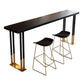Glam Rectangle Pub Table with Metal Base Black Wood Top Bar Table Clearhalo 'Bar Furniture' 'Bar Tables' 'bar_tables' 'furn' 'furn_bar_tables' 'Furniture' 'Kitchen & Dining Furniture' 1200x1200_786a0274-8529-4de5-a234-72733c9bb68d