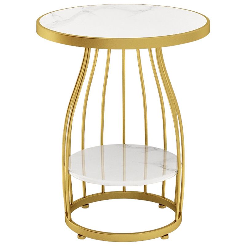 Tavolino rotondo moderno in ardesia da 19,6 pollici in metallo tavolino con scaffale