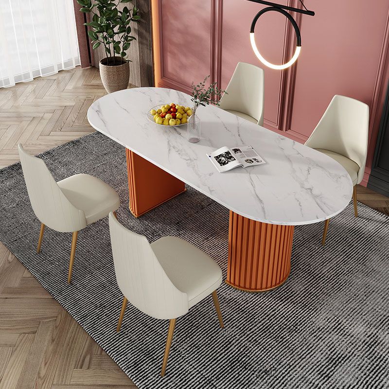 Sintered Stone Luxury Dining Table Traditional Oval Dining Table with Double Pedestal Base Clearhalo ' dining_table' 'Dining Tables & Seating' 'Dining Tables' 'furn' 'furn_dining_table' 'Furniture' 'furniture_dining_table' 'Kitchen & Dining Furniture' 'kitchen&dining_furn' 'kitchen' 'kitchen_dining_table' 1200x1200_786c827b-cbe6-4d02-8466-5f0d1c63134f