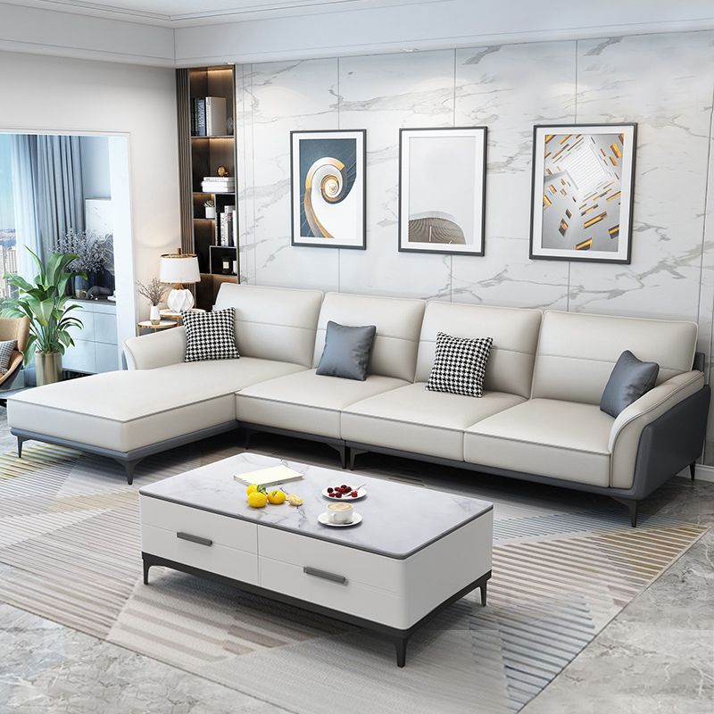 Pain en cuir en cuir canapé sectionnel canapé à bras évasé et chaise