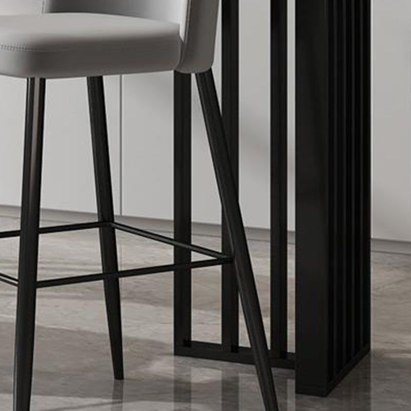 Tavolo da pub contemporaneo di bistro in pietra rettangolo con doppio piedistallo