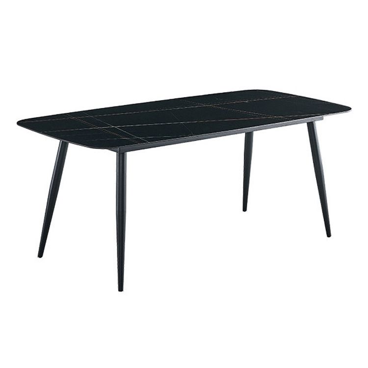 Stone Top Table Rectangle Contemporary Dining Table with 4 Black Legs Clearhalo 'Dining Tables & Seating' 'Dining Tables' 'dining_table' 'furn' 'furn_dining_table' 'Furniture' 'furniture_dining_table' 'Kitchen & Dining Furniture' 1200x1200_786d9cff-6f25-467c-856f-527d64ffce9d