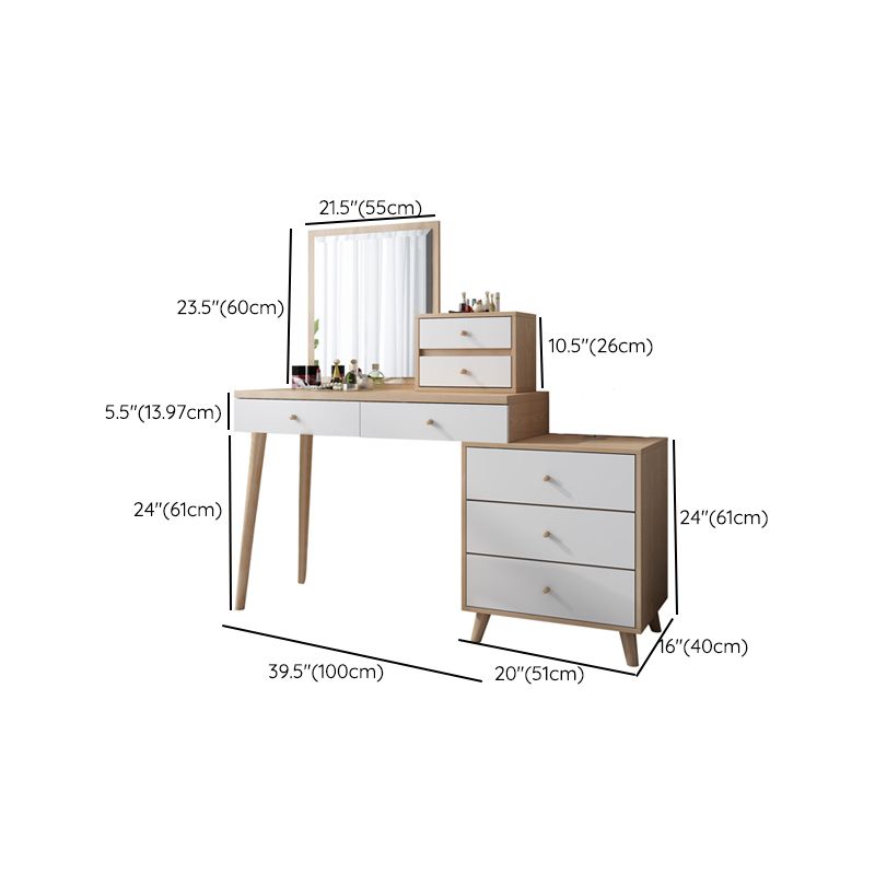 Wood Drawers Included Vanity Makeup Dressing Table Set with Stool and Mirror - 39.4" W Clearhalo 'Bedroom Furniture' 'furn' 'furn_makeup_vanities' 'Furniture' 'Makeup Vanities' 'makeup_vanities' 1200x1200_786e1f6e-4cb9-419f-922b-91ffd1ce1827