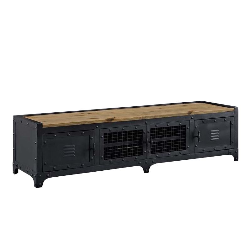 American Retro Industrial Style TV Cabinet Iron Art Solid Wood Bedroom TV Stand Clearhalo 'furn' 'furn_tv_stands_entertainment_centers' 'Furniture' 'Living Room Furniture' 'TV Stands & Entertainment Centers' 'TV Stands & Media Storage Furniture' 'tv_stands_entertainment_centers' 1200x1200_7870f9d1-5843-40d5-856f-5e5ab9d8665c