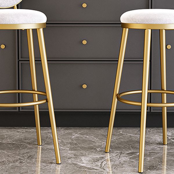 Glam Armless Backrest Counter Stool Iron Kitchenr Bar Stool with Velvet Cushion and Pedal Clearhalo 'Bar Furniture' 'Bar Stools' 'bar_stools' 'furn' 'furn_bar_stools' 'Furniture' 'furniture_bar_stools' 'Kitchen & Dining Furniture' 1200x1200_7872adba-9165-4c3a-83f6-5b8db9917d11