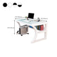 Contemporary Glass Top Office Desk Rectangular Writing Desk with Metal Legs