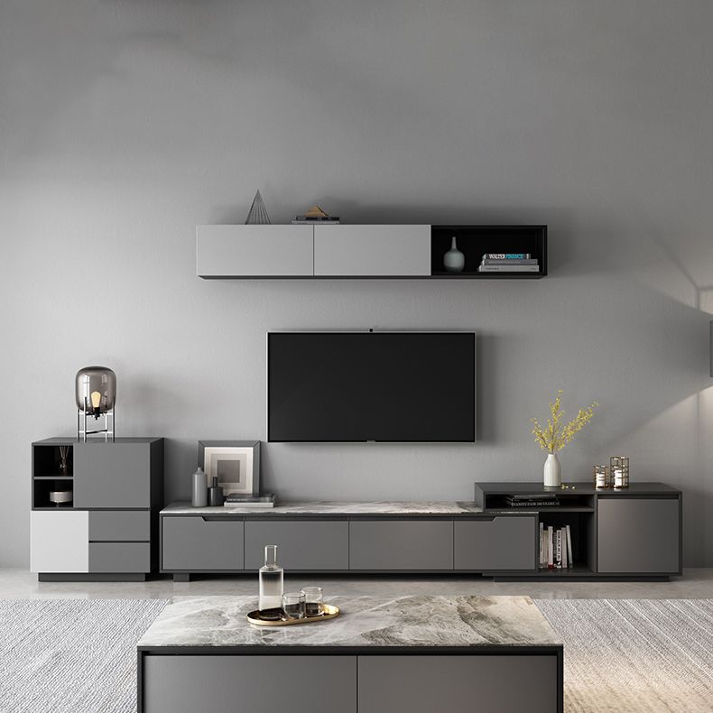 Modern TV Stand With Glide Drawer , Grey , TV Cabinet with Storage Clearhalo 'furn' 'furn_tv_stands_entertainment_centers' 'Furniture' 'Living Room Furniture' 'TV Stands & Entertainment Centers' 'TV Stands & Media Storage Furniture' 'tv_stands_entertainment_centers' 1200x1200_7874d2fa-5ab6-4cd2-af25-6ec305ee8159