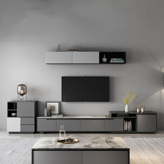 Modern TV Stand With Glide Drawer , Grey , TV Cabinet with Storage Clearhalo 'furn' 'furn_tv_stands_entertainment_centers' 'Furniture' 'Living Room Furniture' 'TV Stands & Entertainment Centers' 'TV Stands & Media Storage Furniture' 'tv_stands_entertainment_centers' 1200x1200_7874d2fa-5ab6-4cd2-af25-6ec305ee8159