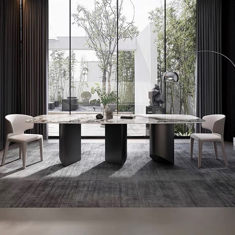Designer Style 1/3/4/5/6 Pieces Dining Set Sintered Stone Dining Table with Leather Chairs Clearhalo 'Dining Room Sets' 'Dining Tables & Seating' 'dining_room_set' 'furn' 'furn_dining_room_set' 'Furniture' 'furniture_dining_room_set' 'Kitchen & Dining Furniture' 1200x1200_78752d1e-580a-4595-906b-700480125452