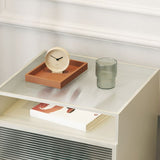 Modern 23 pollici H comodini galss top 1 gambe da tavolo da notte con porta