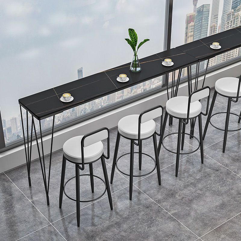 Industrial Black Iron Bar Table Faux Marble Rectangle Top 41.3"H Bistro Table Clearhalo 'Bar Furniture' 'Bar Tables' 'bar_tables' 'furn' 'furn_bar_tables' 'Furniture' 'furniture_bar_tables' 'Kitchen & Dining Furniture' 'kitchen&dining_furn' 'kitchen' 1200x1200_78780823-b87b-4da5-8aec-384c2ee4320f