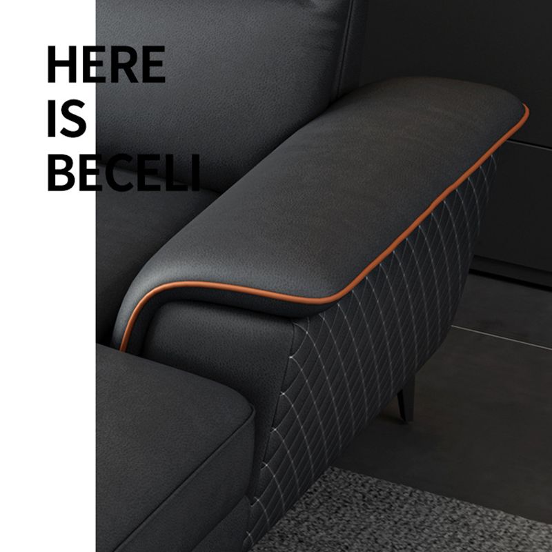 Contemporary Faux Leather Stationary Living Room Cushions Sofa Chaise