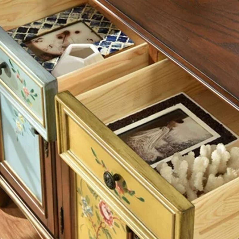 Acento de rectángulo industrial gabinete de madera sólida Cabriole patas acento