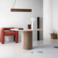 Round Solid Wood Dining Table Modern Brown-natural Furniture with Pedestal Base for Office