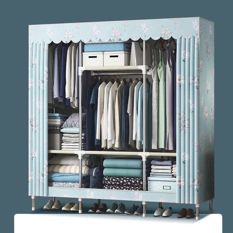 Contemporary Wardrobe Metal Bedroom Wardrobe Closet with Shelves Clearhalo 'Armoires & Wardrobes' 'armoires_wardrobes' 'Bedroom Furniture' 'furn' 'furn_armoires_wardrobes' 'Furniture' 1200x1200_787caff4-1561-462a-85ee-ef0374da07f7