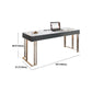 Office Or Home Mirrored Office Desk H-Shape Gold Metal Legs Desk