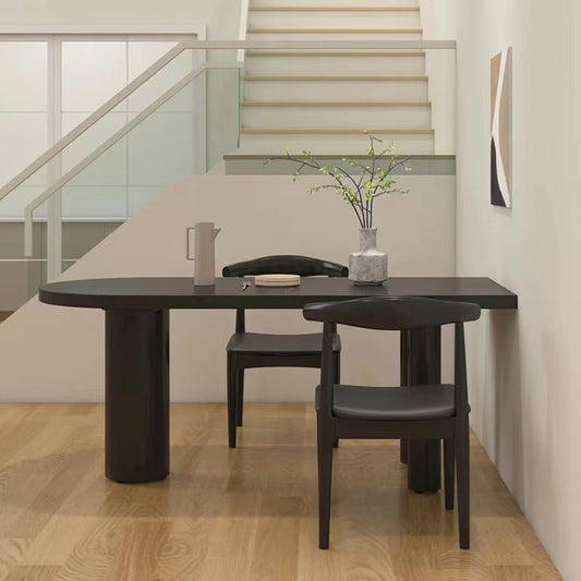 Freeform Solid Wood Dining Table Modern Furniture with Tripod Base in Matte Finish
