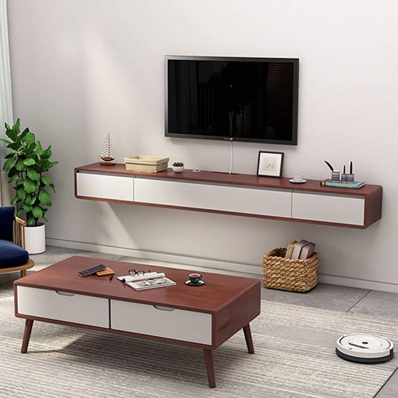 Nordic Wall-Mounted TV Console Solid Wood 2-Drawer Floating TV Stand Console Clearhalo 'furn' 'furn_tv_stands_entertainment_centers' 'Furniture' 'Living Room Furniture' 'TV Stands & Entertainment Centers' 'TV Stands & Media Storage Furniture' 'tv_stands_entertainment_centers' 1200x1200_787dea70-8e64-4c58-8bcd-37aa4f280ebe