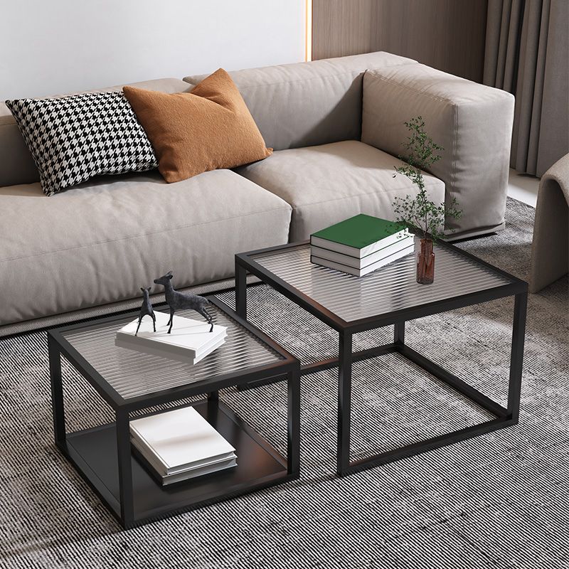 Minimalist Glass Top Coffee Table Round Open Shelf Cocktail Table Clearhalo 'Coffee & Accent Tables' 'Coffee Tables' 'coffee_tables' 'furn' 'furn_coffee_tables' 'Furniture' 'Living Room Furniture' 1200x1200_78821d34-8df6-4044-866c-ab91747f7742