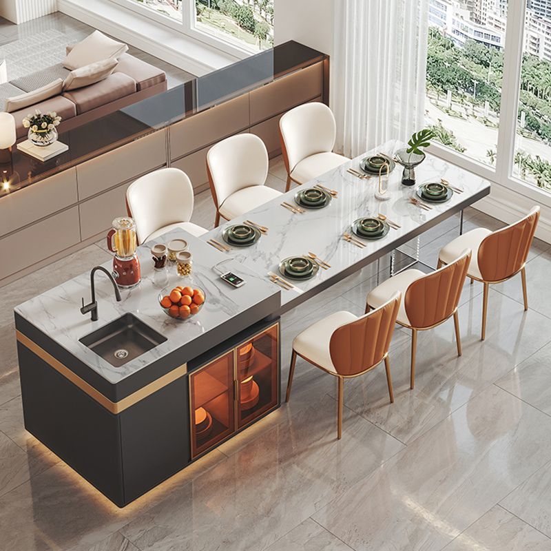 Modern Rectangle Dining Table Sintered Stone Dinner Table with Acrylic Base Clearhalo 'Dining Tables & Seating' 'Dining Tables' 'dining_table' 'furn' 'furn_dining_table' 'Furniture' 'Kitchen & Dining Furniture' 1200x1200_78825ec8-9f2c-407f-919d-ecaa03a075a3
