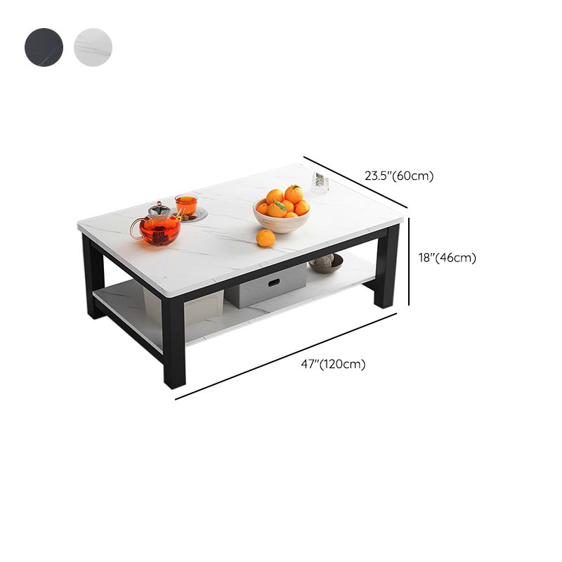 Modern Rectangular Coffee Table 4 Legs Cocktail Table with Shelf Clearhalo 'Coffee & Accent Tables' 'Coffee Tables' 'coffee_tables' 'furn' 'furn_coffee_tables' 'Furniture' 'Living Room Furniture' 1200x1200_7882e93e-35b9-4df8-adbc-9dcea40b2c77