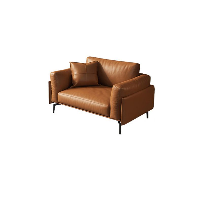 Leather Brown Settee Sofa Standard Square Arm Loveseat with Pillows Clearhalo 'furn' 'furn_sofas' 'Furniture' 'furniture_sofas' 'kitchen' 'kitchen_sofas' 'Living Room Furniture' 'Sofa' 'sofas' 1200x1200_7882f17b-81a0-4aeb-9fd9-61f2424a1129