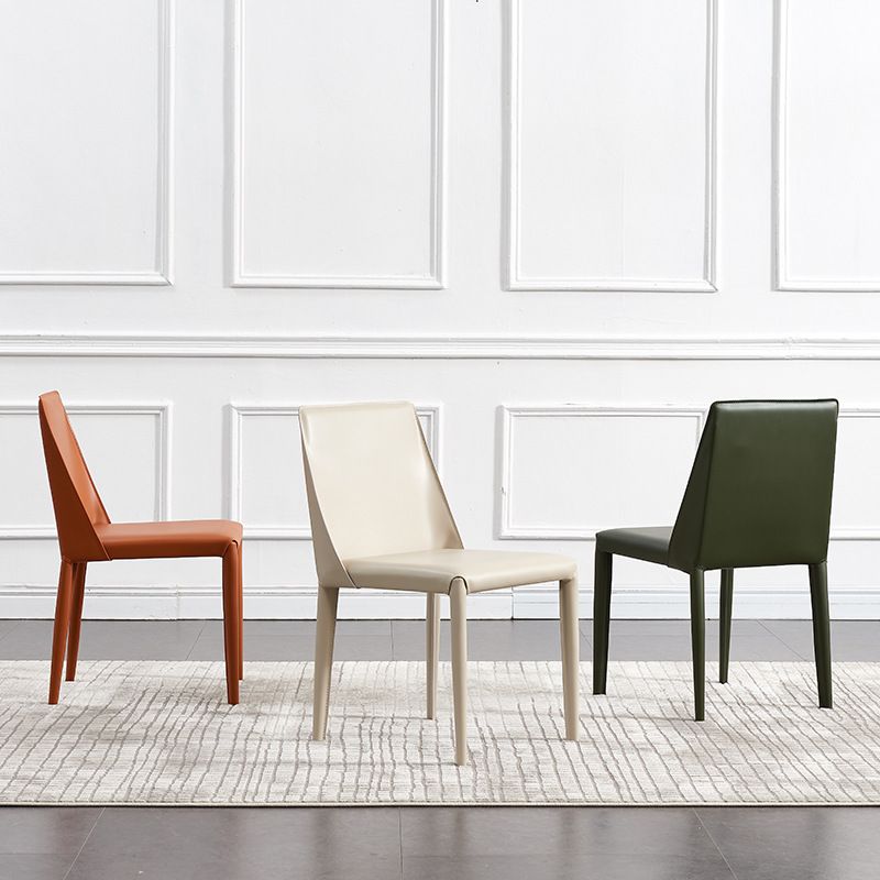 Eigentijdse zijstoel faux lederen stevige achterste eetkamerstoel voor binnen