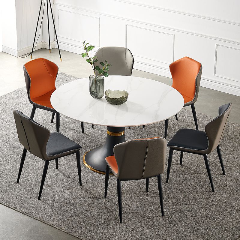 モダンスタイルの焼結石ダイニングラウンドテーブルセット1/3/4/5/7ピースダイニングセット
